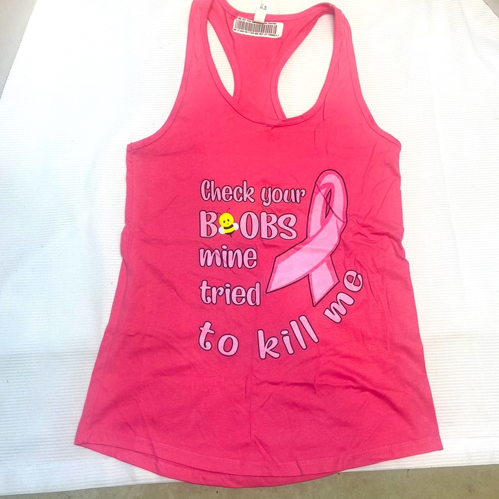 Pink Racer back ideal tank breast cancer awareness, check your boobs